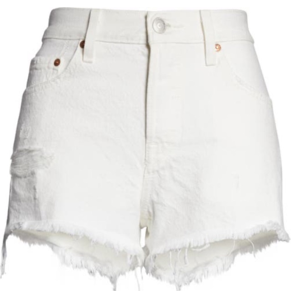 Levi’s 501 White Cutoff Denim Shorts - Picture 1 of 3